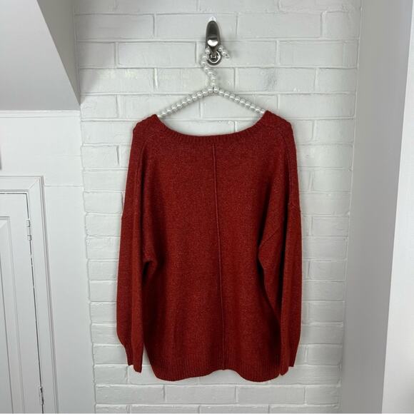 Vince Camuto Pumpkin Spice Soft Knit Seam Front V Neck Sweater Size 1X - Picture 9 of 9
